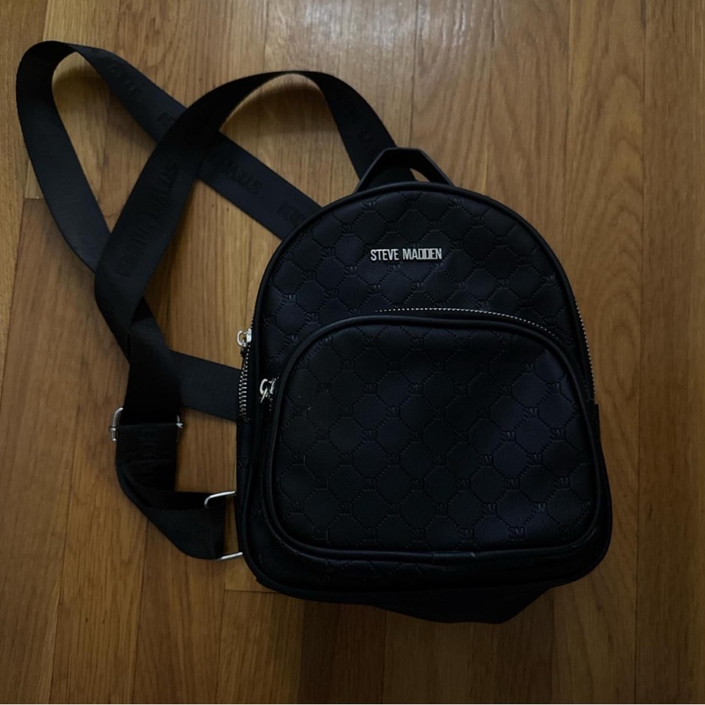 Steve Madden Quilted Black Backpack